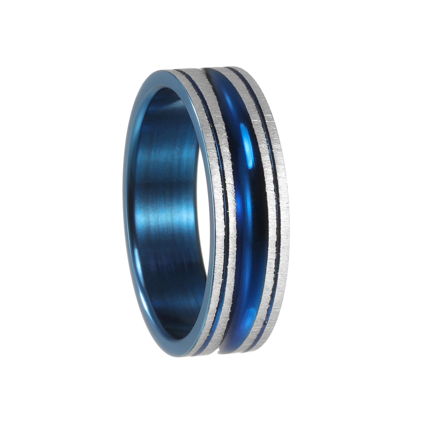Planderful Titanium Ring 6mm Groove Two Tone For Men
