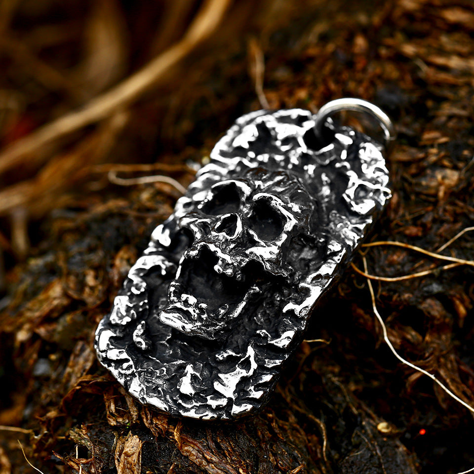Titanium Steel Skull Ghost Head Pendant - Punk Style Men's Accessory