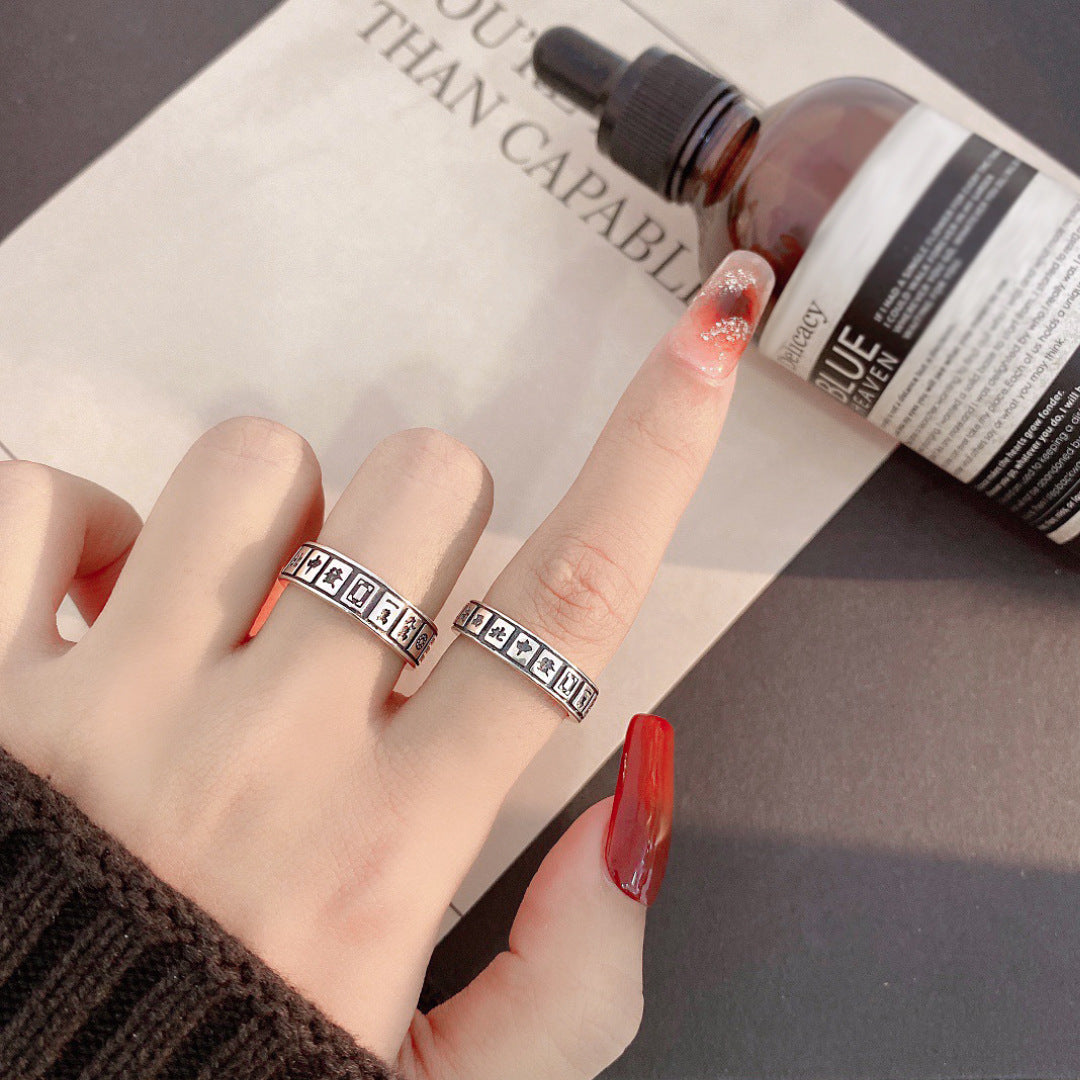 S925 Sterling Silver Mahjong Ring — Adjustable