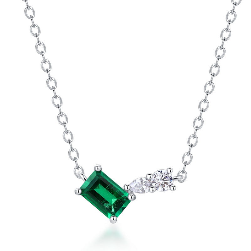 Planderful Gala Fireworks Necklace – Versatile Light Luxury Geometric Emerald Silver Gold Plated