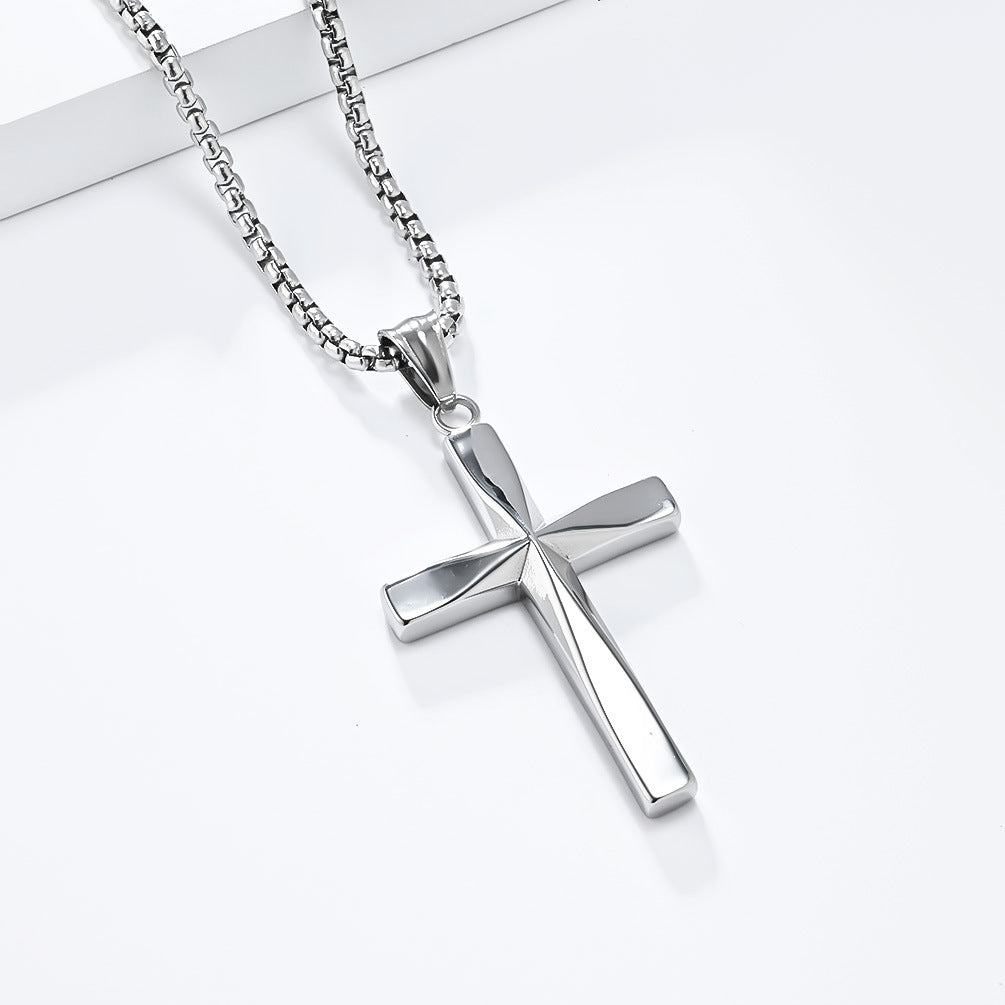 Genderless Simplicity Titanium Steel Cross Necklace for All