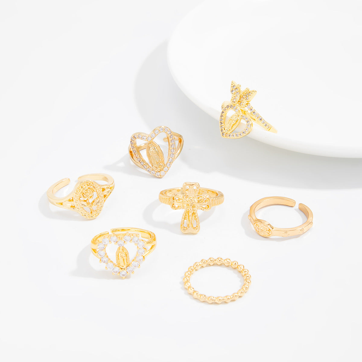 Planderful Cross Ring Set For Women Vienna Verve Zircon Inlaid Love Butterfly Jewelry Statement