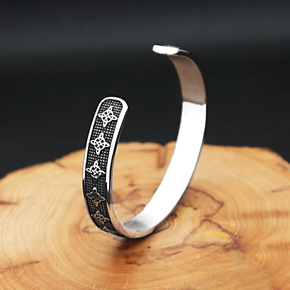 Planderful Nordic Viking Celtic Knot Stainless Steel Open C Type Bracelet For Men Durable Retro Style Gift