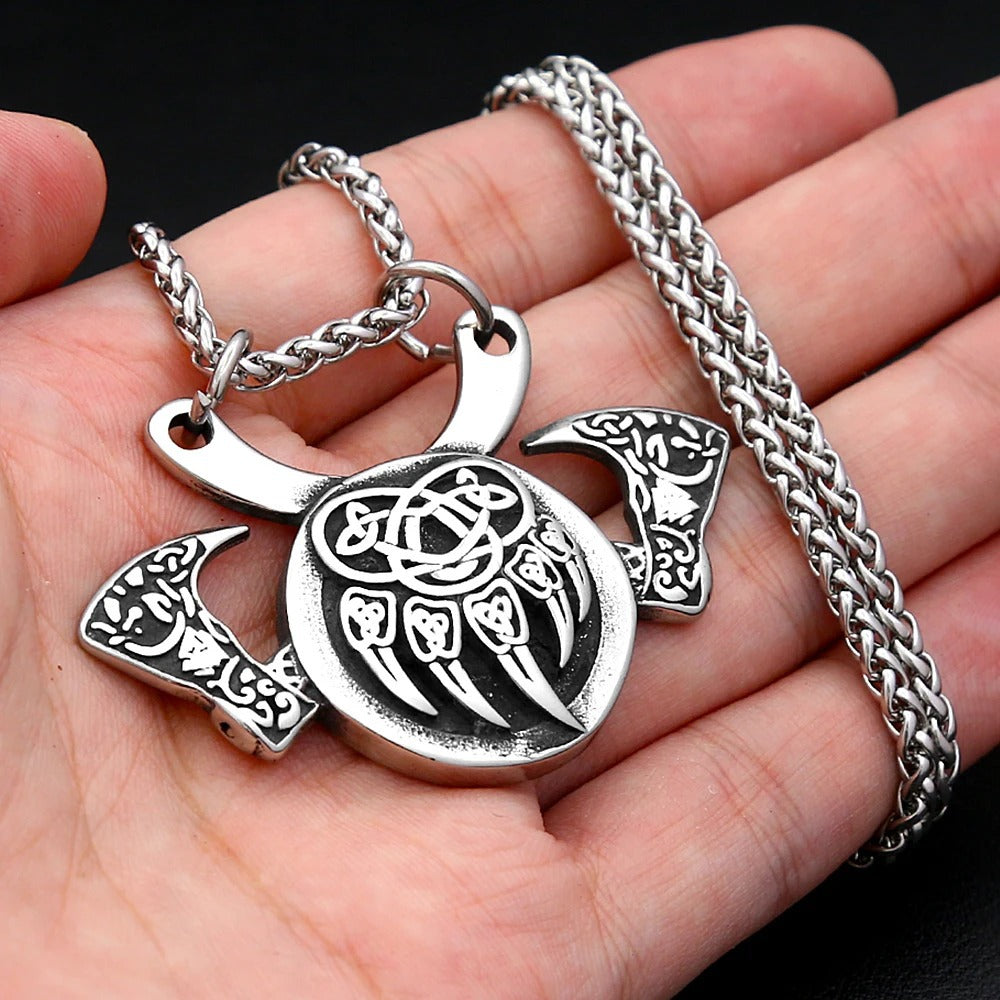Celtic Viking Bat Stainless Steel Men's Pendant Necklace