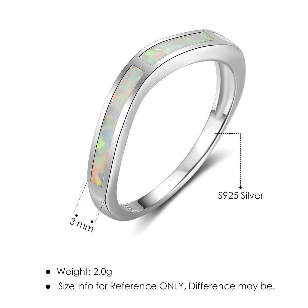 Planderful Jewelry Opal Ring In Sterling Silver 925 Elegant European Style Couple Ring