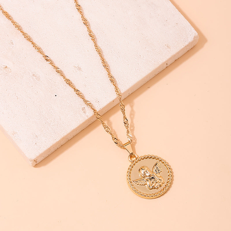 French Angel Lady Necklace - Vintage Style Jewelry Pendant