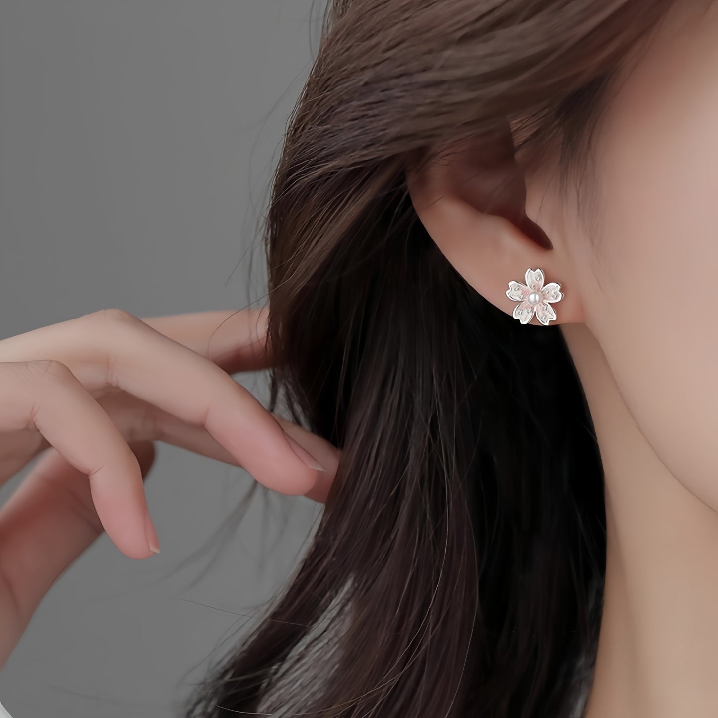 Planderful Sterling Silver Pink Cherry Blossom Stud Earrings For Women Lightweight Everyday Genie Collection