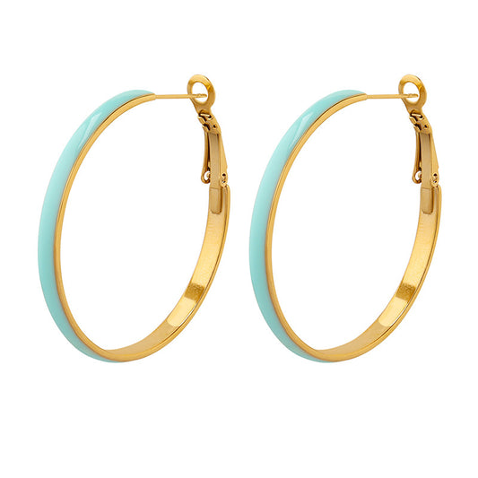 Elegant Korean Style Oil Drip Circle Earrings with a Twist