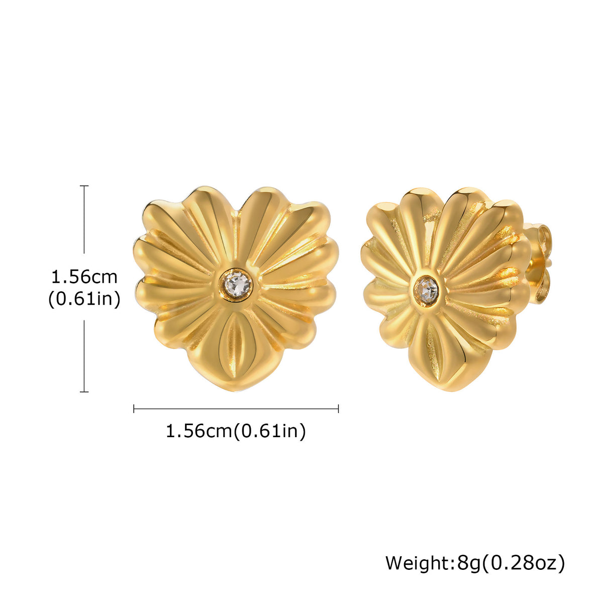 Premium Flower Melted Love Stud Earrings Gold