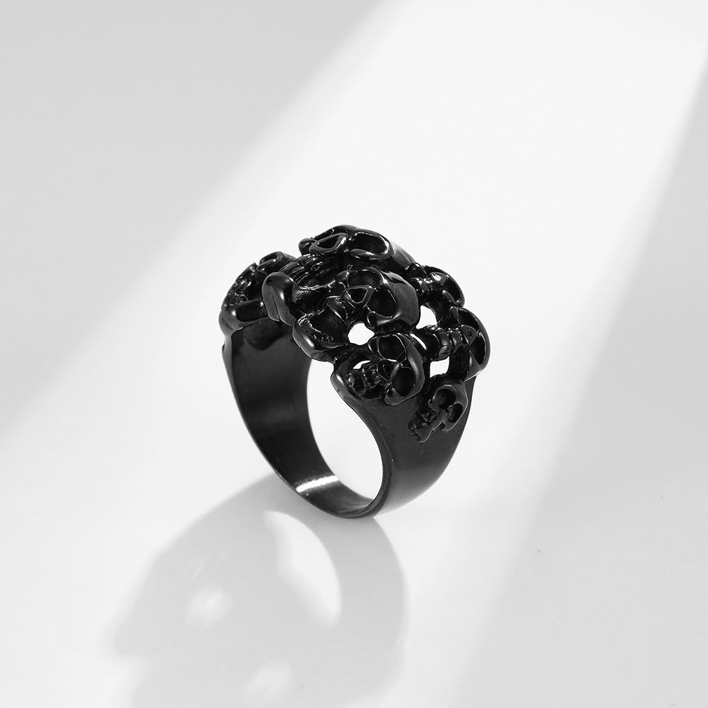 Gothic Stainless Steel Skull Biker Ring Cocktail Party Stainless Steel Locomotive