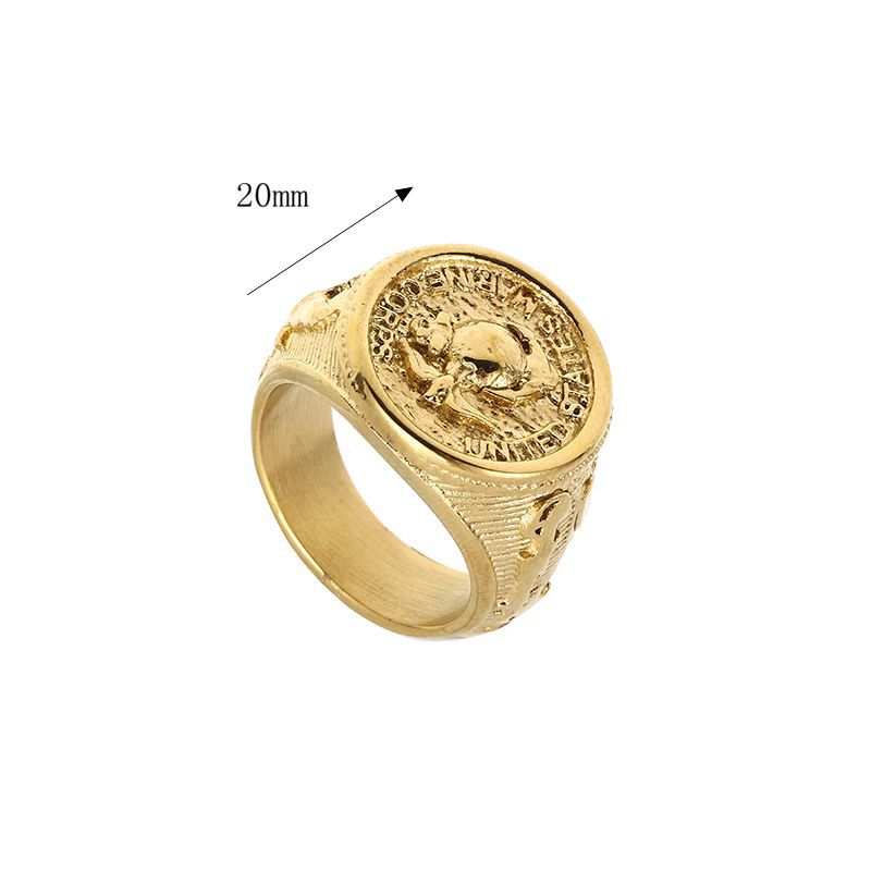 Stainless Steel Polished Gold Plated Marine Eagle Mens Ring By Planderful Everyday Genie For Modern Grooms