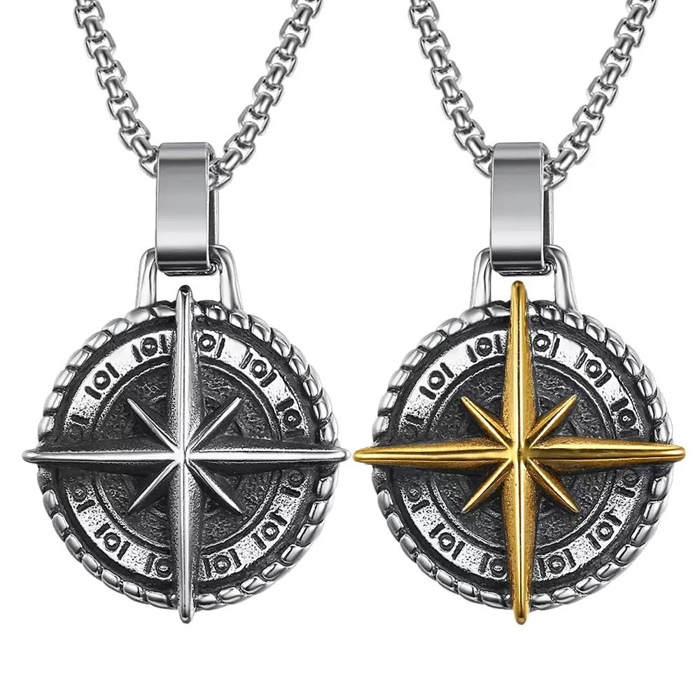 Planderful Navigator Compass Necklace For Men Stainless Steel Retro Pendant For Everyday Adventure