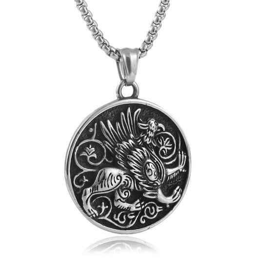 Titanium Steel Unicorn Pendant Necklace for Men - Retro Punk Style Mythical Beast Jewelry