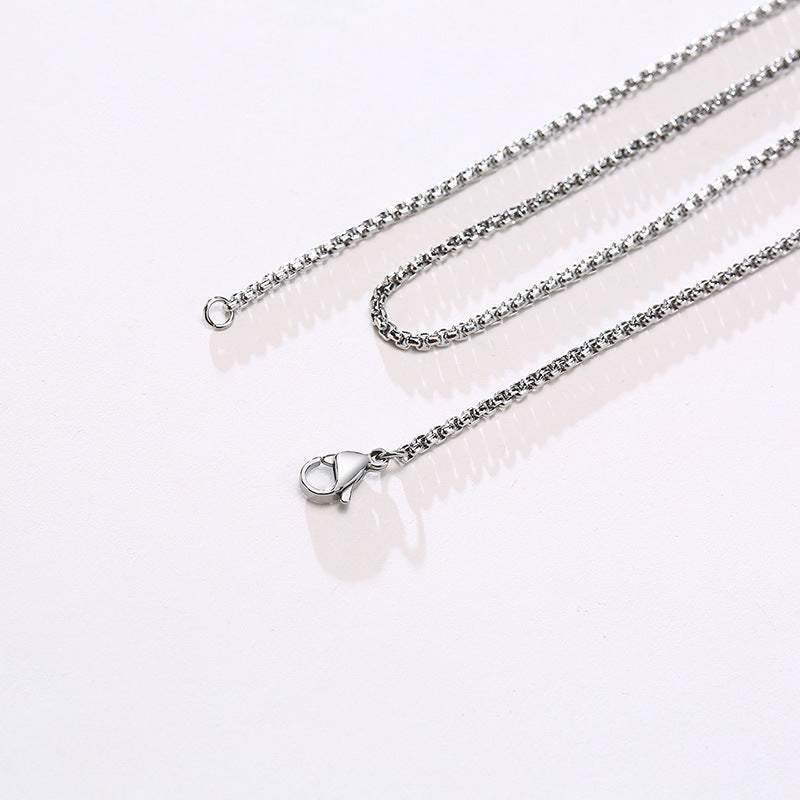 Titanium Steel Pearl Chain Pendant Steel Necklace for Men
