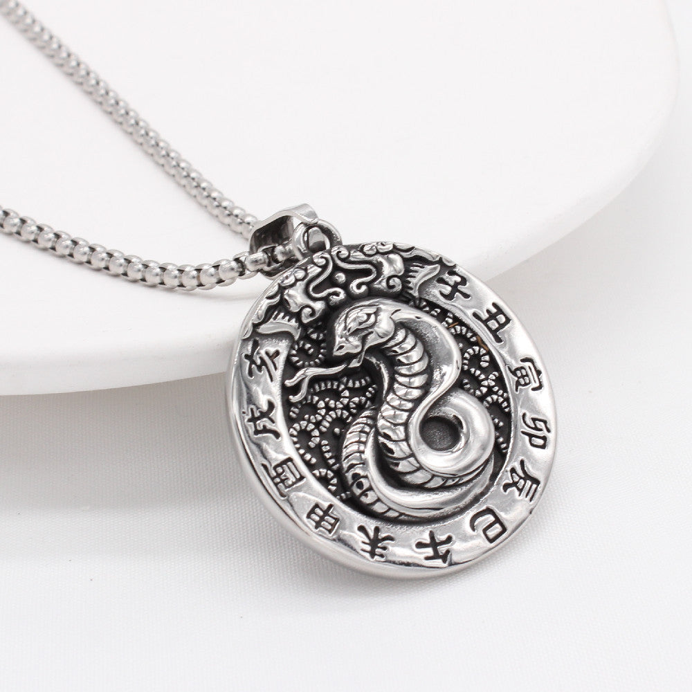 Planderful Chinese Zodiac Pendant Titanium Steel Blessing Necklace For Unisex Protection