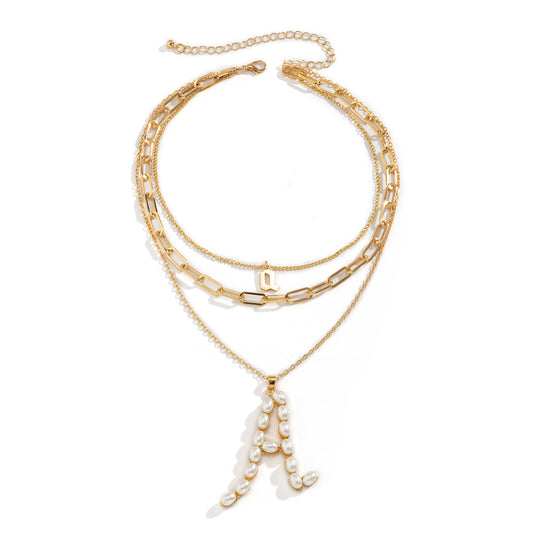 Imitation Pearl Letter A Necklace By Planderful Vienna Verve Multi Layer Cross Geometric Statement For Trendsetters