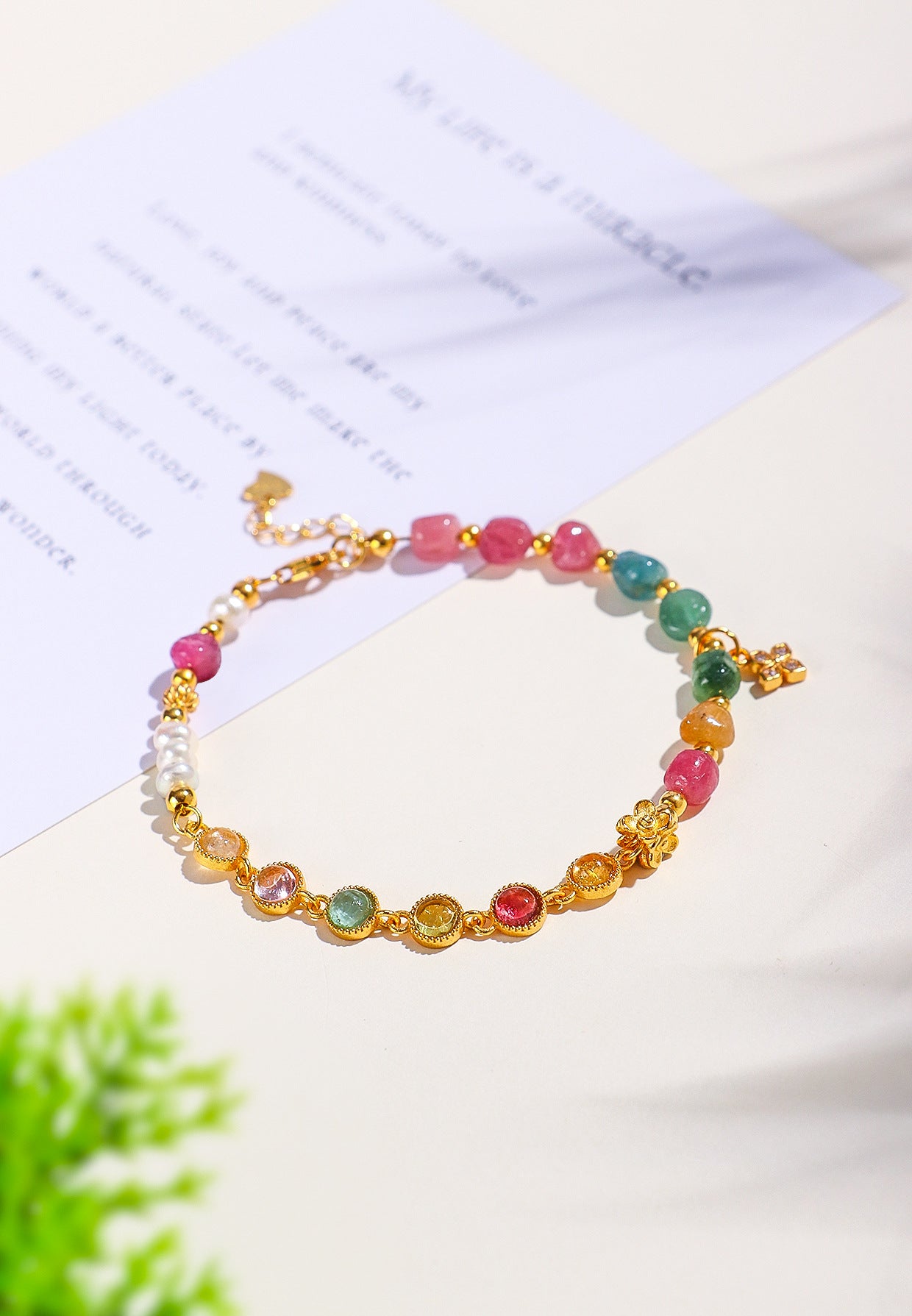 Planderful Fortune's Favor Bracelet – Elegant Tourmaline and Pearl Design