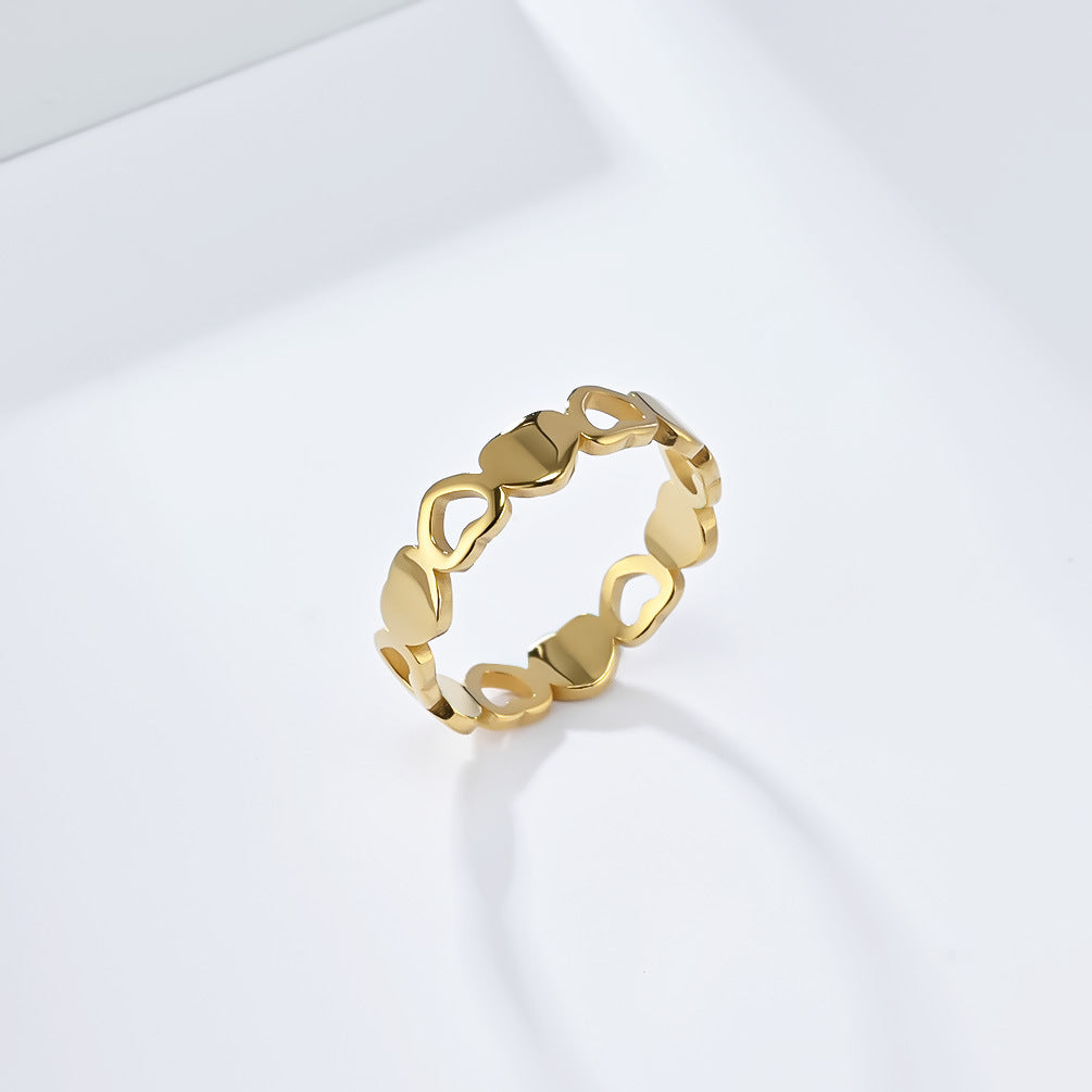 Cross-Border Simple Light Luxury Love Shape Titanium Steel Ring