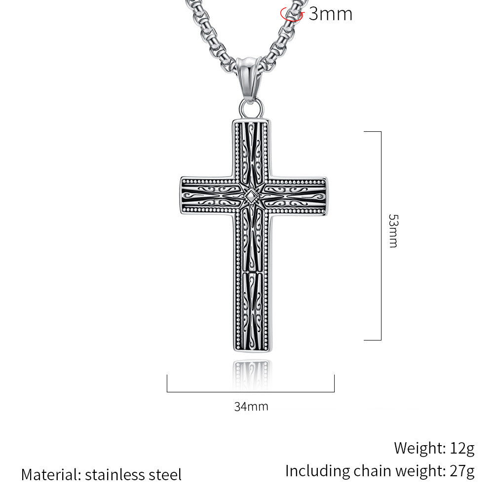 Planderful Gothic Cross Necklace For Men Unisex Durable Stainless Steel Pendant Non Fading Vintage Retro Style Statement