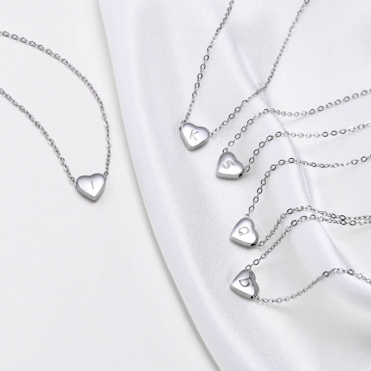 Stainless Steel Heart-Shaped Letter Necklace Love Charm 26 Letters