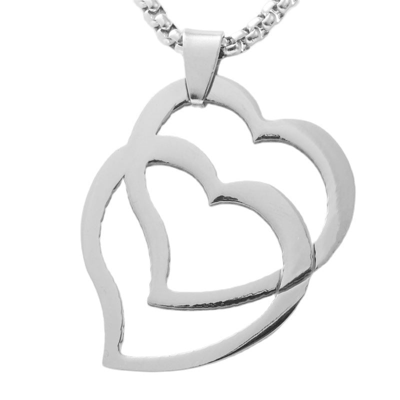 Personalized Retro Titanium Steel Heart Pendant Necklace for Men - Trendy Peach Design