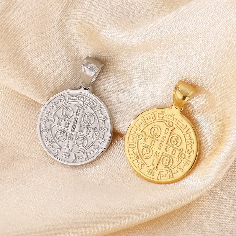 Niche Design St. Christopher'S Titanium Steel Pendant, Men's And Women'S Titanium Steel Necklace,