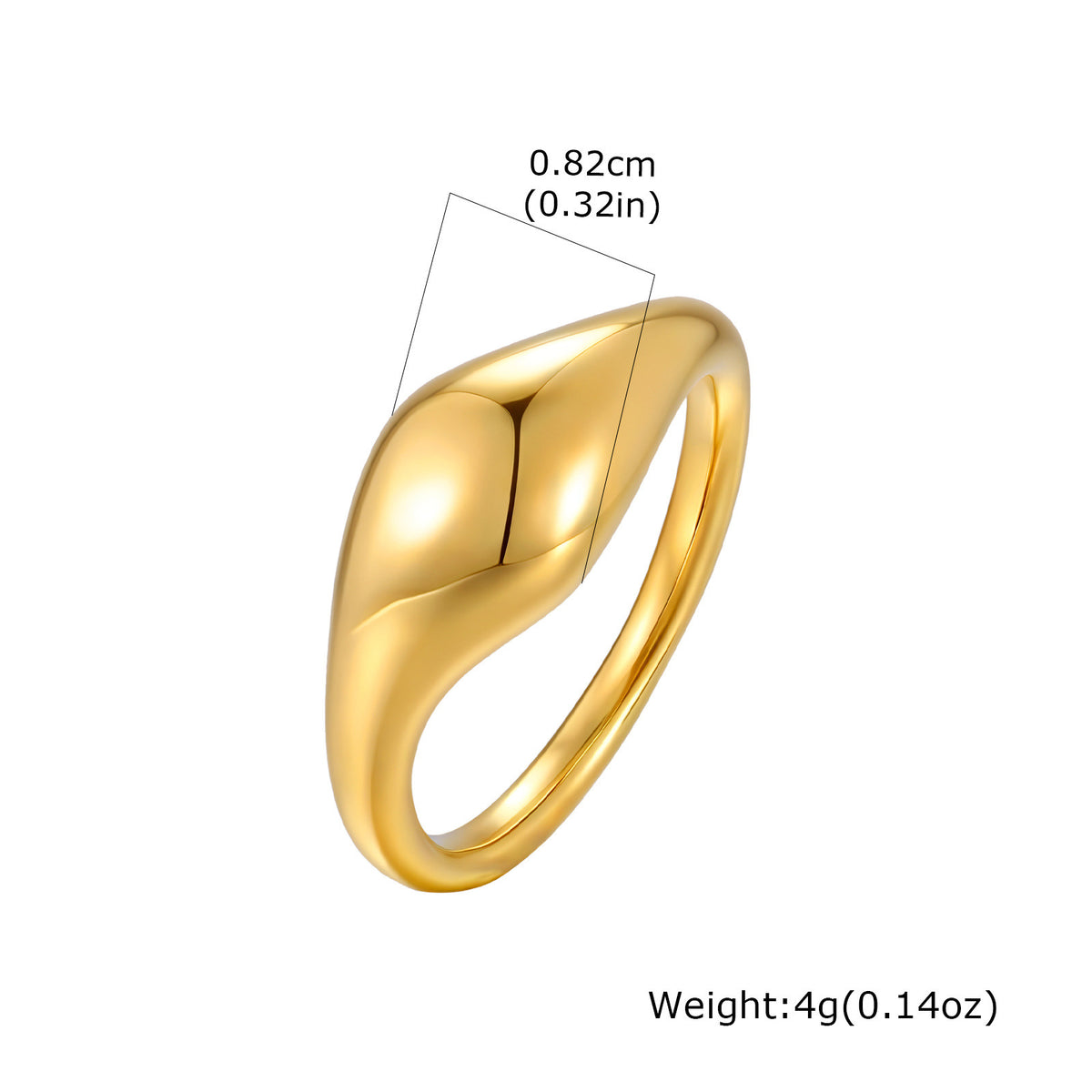 Hot Selling Stainless Steel Minimal Irregular Flow Glossy Stacked Ring
