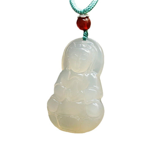 White Chalcedony Guanyin Pendant