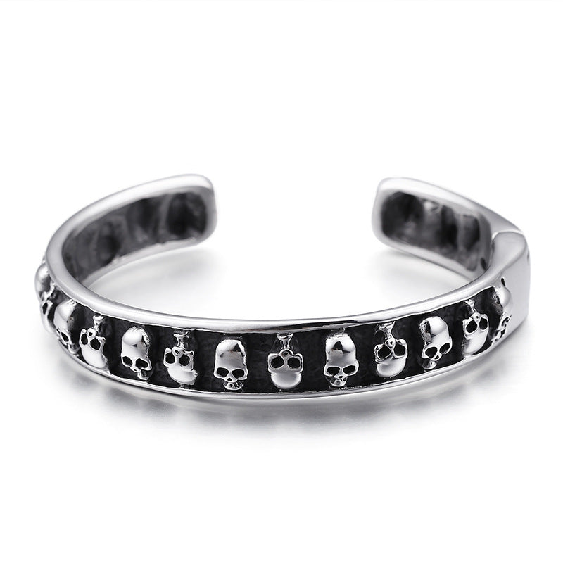 Titanium Steel Skull Men's Open Bracelet Men's