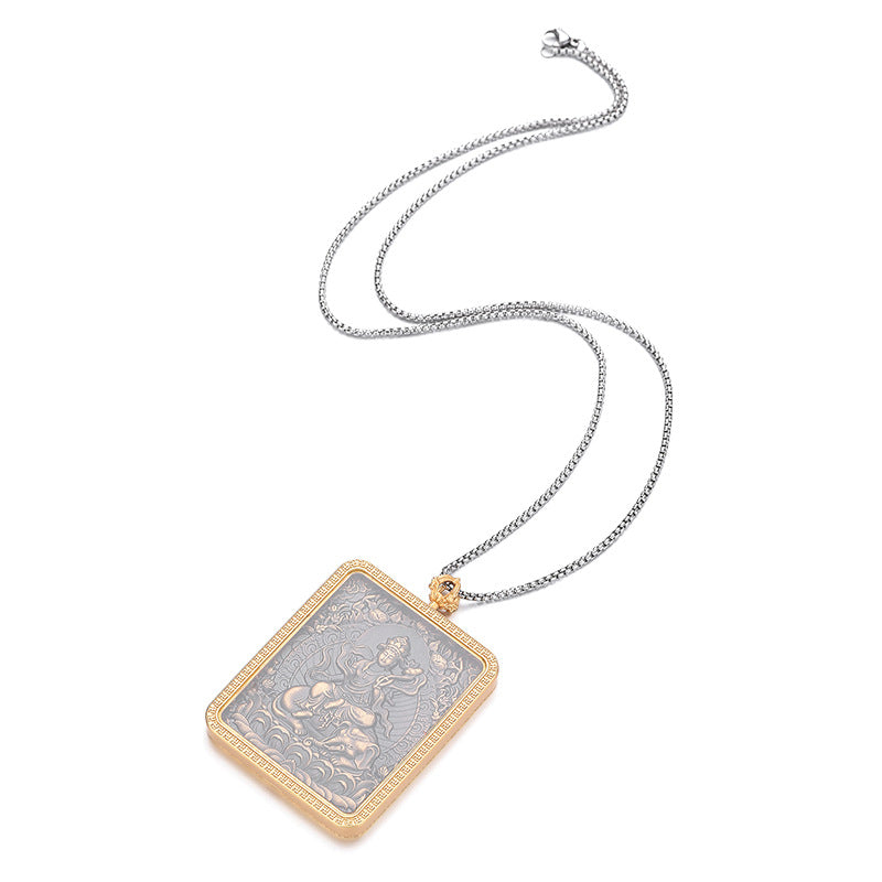 Steel Necklace – Statement Tibetan Thangka Buddha Pendants