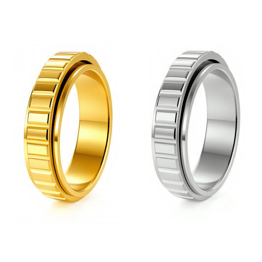 Planderful Everyday Genie Rotatable Decompression Gear Ring Stainless Steel Unisex Mens Jewelry