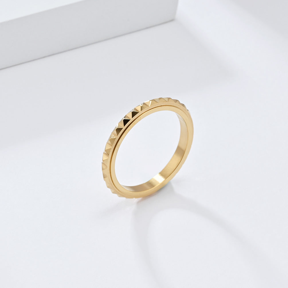 Steel Ring - Elegant Rotating Lattice Rhombus Design For Couples Everyday Genie Jewelry