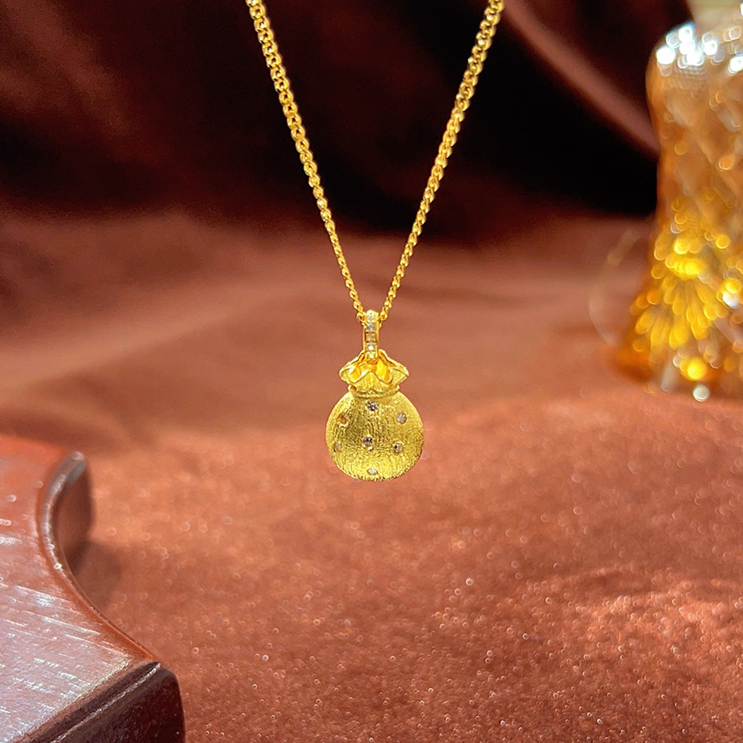 Full of Luck Brushed Small Lucky Bag Necklace for Women