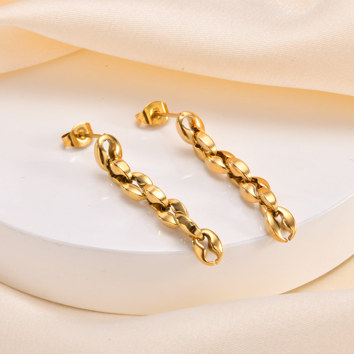 Modern Gold-Tone Stainless Steel Earrings