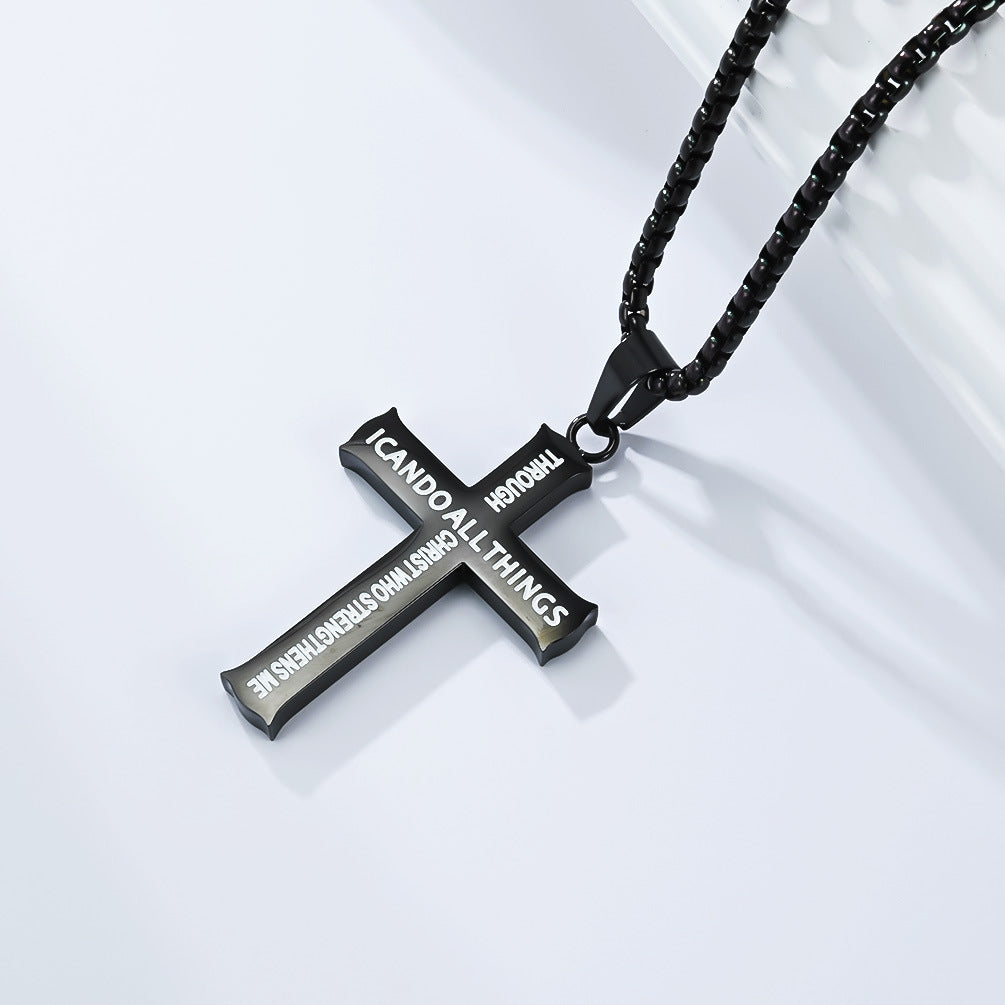 Planderful Stainless Steel Cross Necklace For Men And Women Unisex Durable Everyday Streetwear Pendant