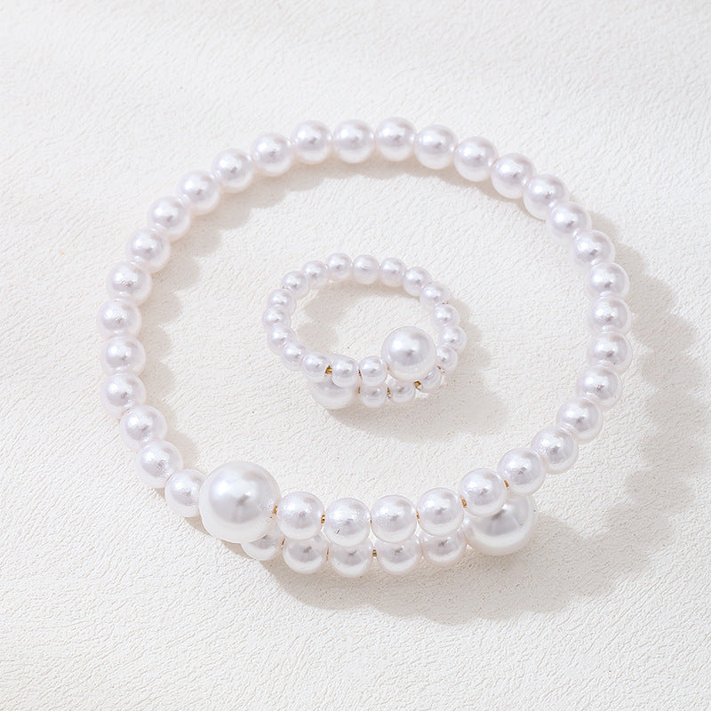 Planderful Imitation Pearl Jewelry Set Open Collar Women