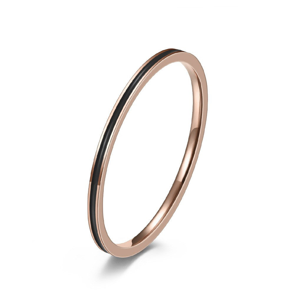 Sources 1mm Rose Gold Enamel Can Be Stacked Women's Stainless Steel Ring Drop