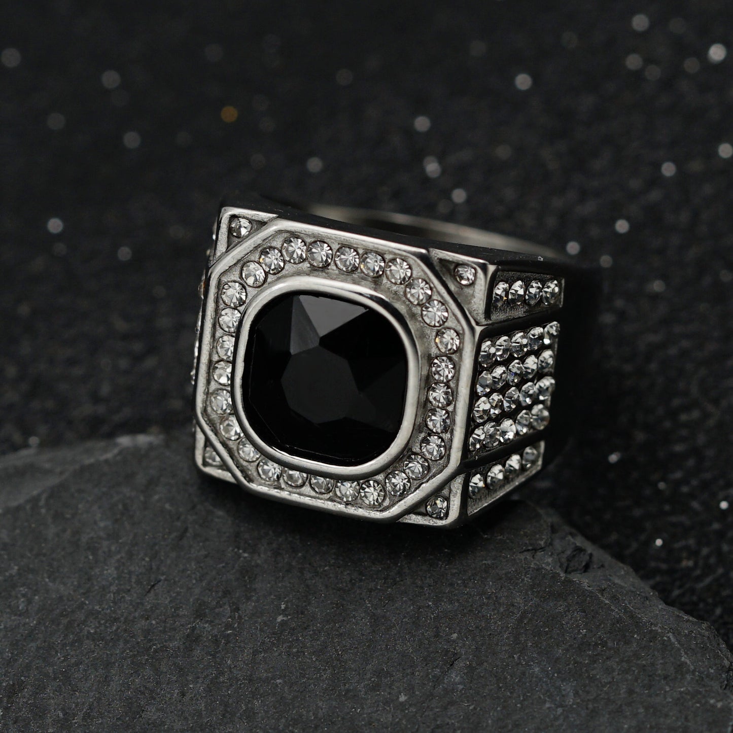 Planderful Everyday Genie Stainless Steel Zircon Ring Personalized for Men Unisex Statement Jewelry