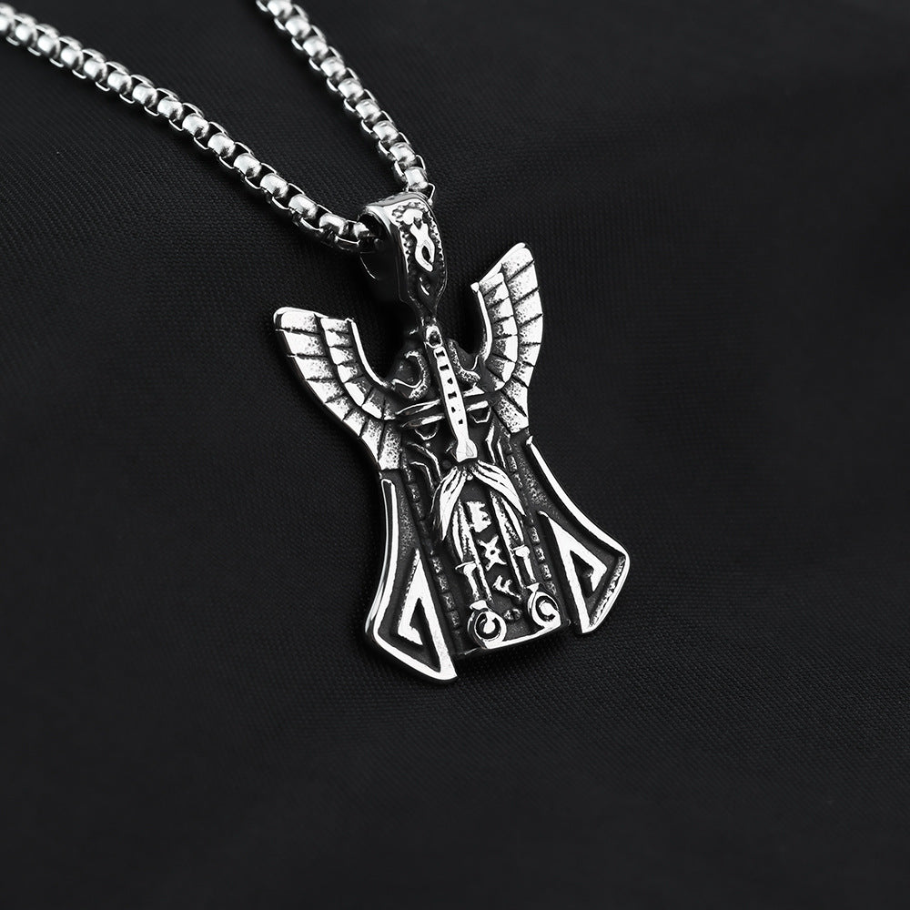 European and American Jewelry Wholesale Titanium Steel Men's Pendant Necklace Retro Viking Odin Warrior