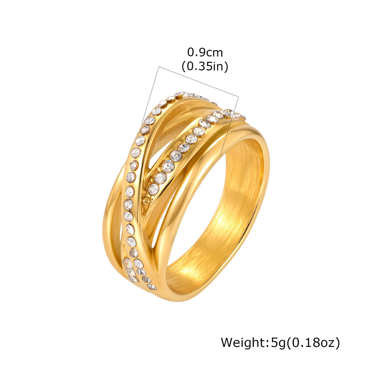 Staggered Birdcage Ring Women's Index Finger Stainless Steel Zircon
