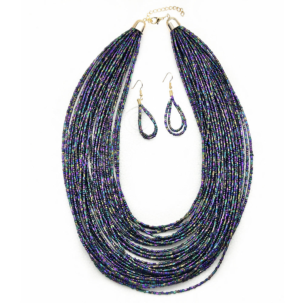 Layered Beaded Handmade Necklace with Retro Ethnic Flair