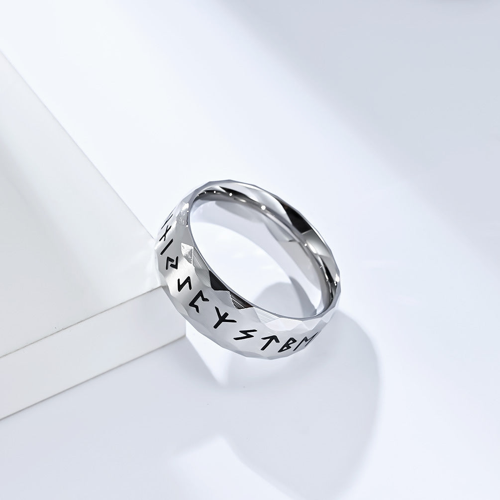 Planderful Viking Ring Nordic Text Titanium Steel For Men Durable Cultural Symbol Ring