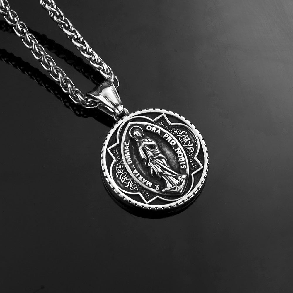 European And American Retro Men's Jewelry Virgin Mary Pendant Necklace