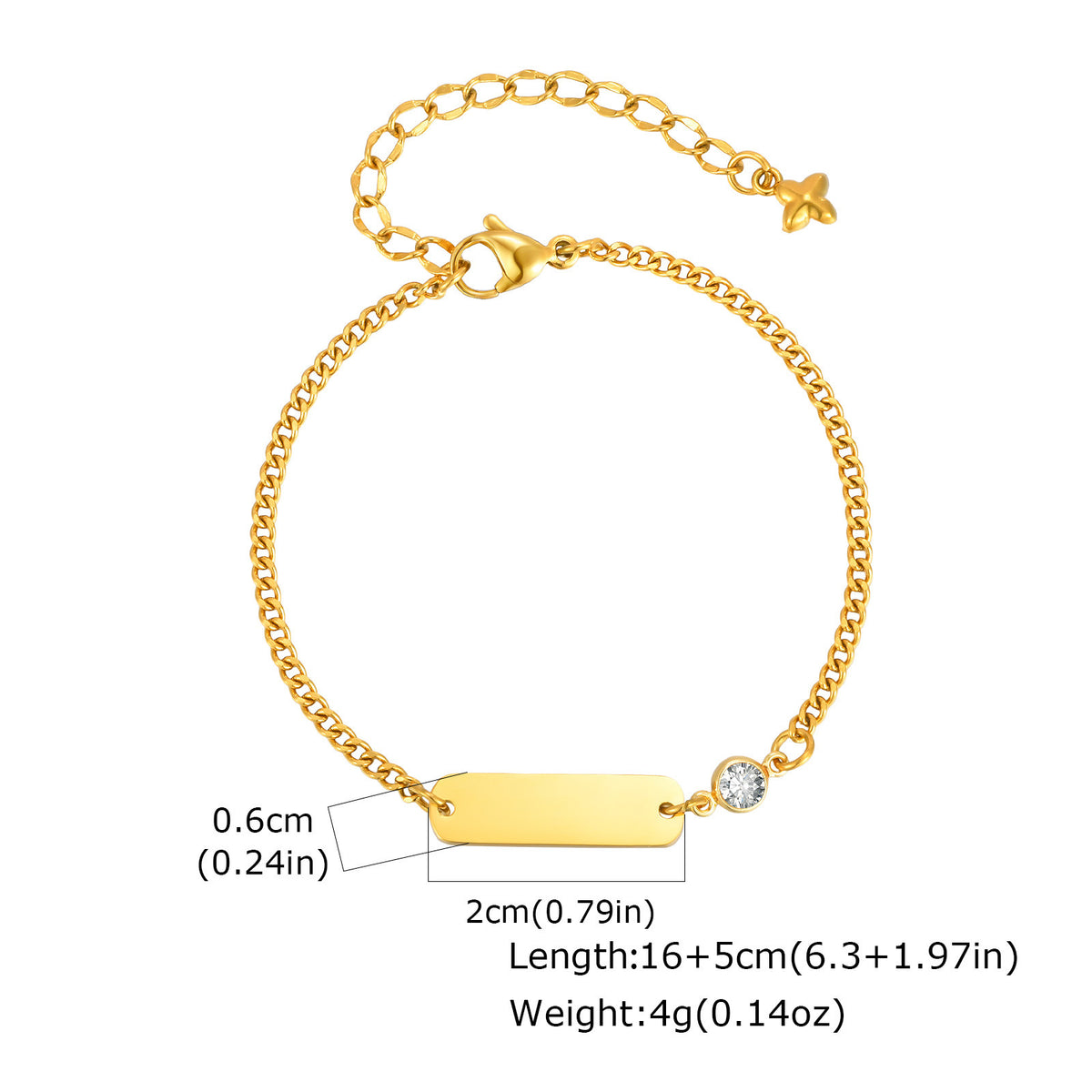 Zircon Stainless Steel Bracelet Unisex