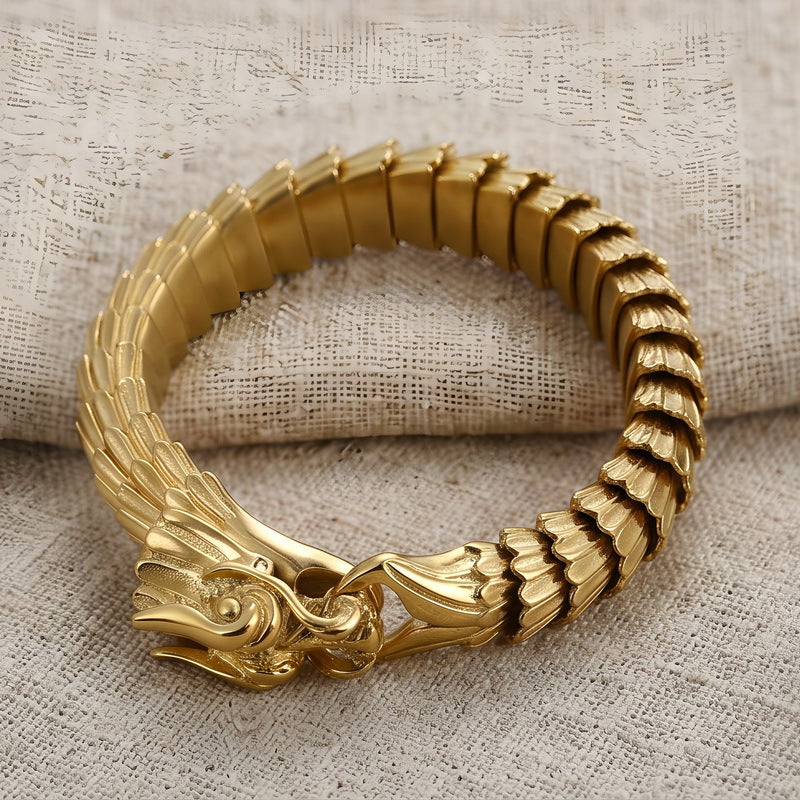Zodiac Dragon Bracelet – Dragon Scale Pattern Men's Bracelet Stainless Steel Keel