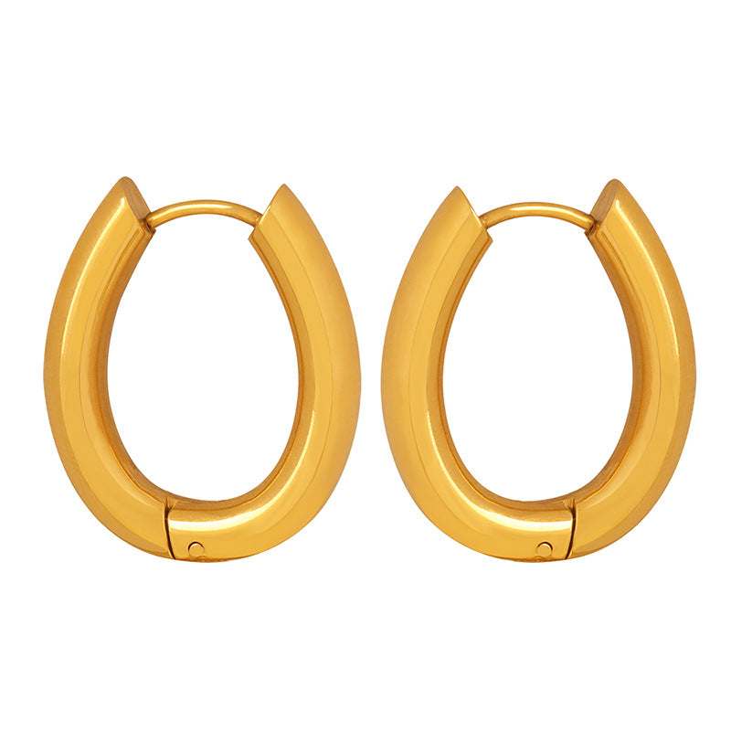 Golden Medieval Geometric U-Shaped Earrings - Fashionable Cross-Border Titanium Steel Jewelry