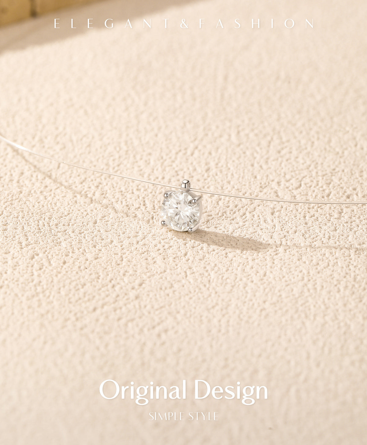 925 Sterling Silver 1 ct Moissanite Floating Necklace