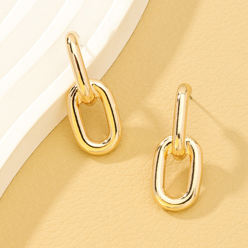 Chic Metal Chain Buckle Earrings - Vienna Verve Collection