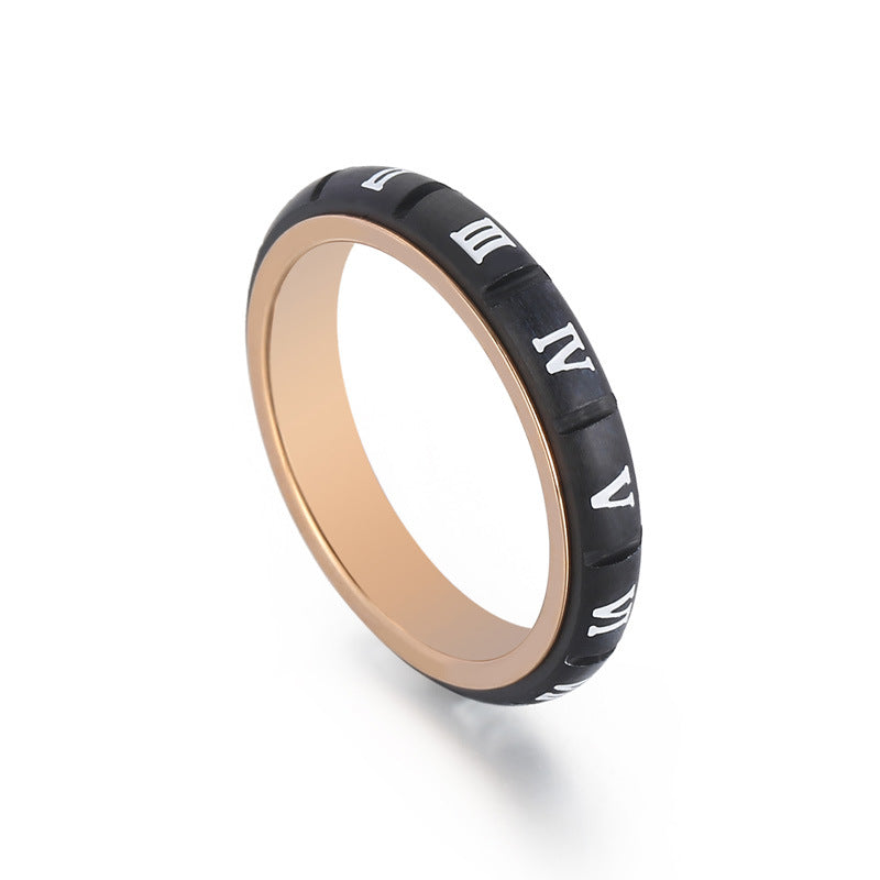 Couple Ring, Japanese And Korean Creative Stainless Steel Sand Surface Can Be Rotated