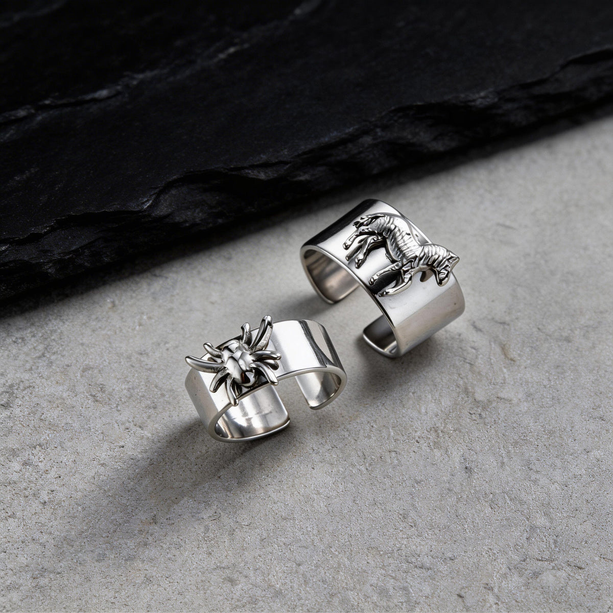 Spring & Summer Unique Index Finger Ring Stainless Steel Spider Opening Horse